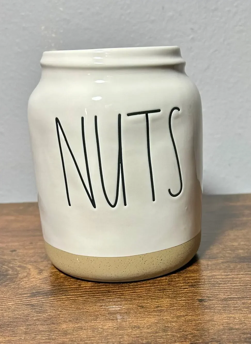 Rae Dunn by Mageneta 5” “NUTS” Ceramic Canister White- No Lid